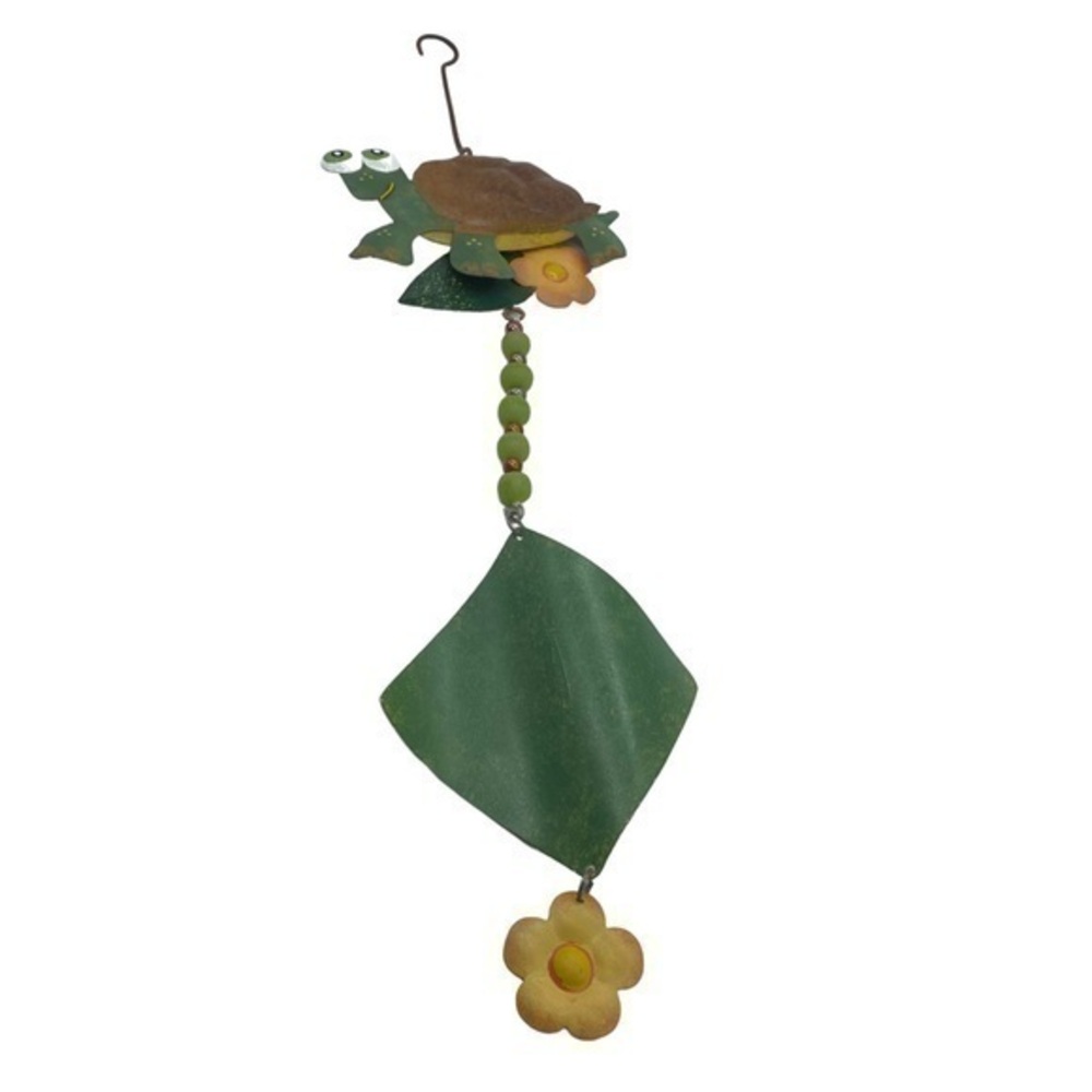 Wind Chimes Metal Frog With Beads and Flower